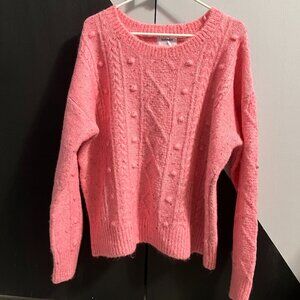Old Navy Pink Speckled Cable-Knit Popcorn Sweater Women's Size L TALL